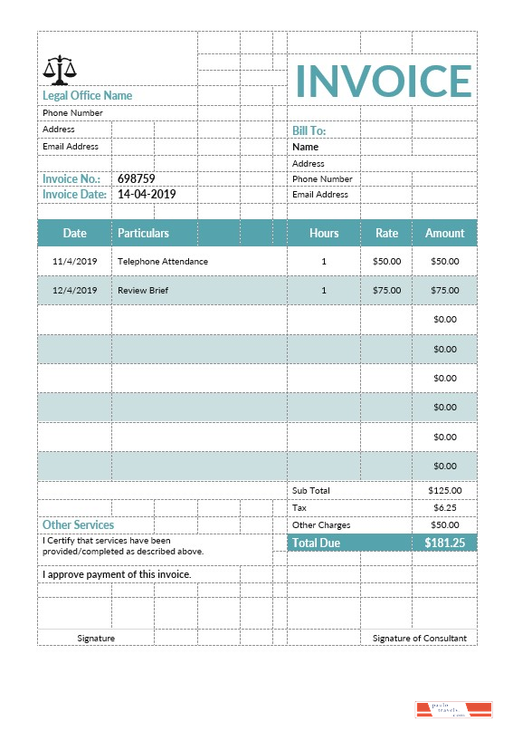 Legal Consulting Invoice Template PSD template